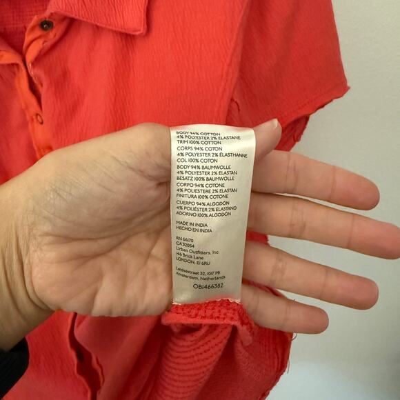 Free People Fifi Cropped Polo T Shirt Sz medium - Picture 6 of 7